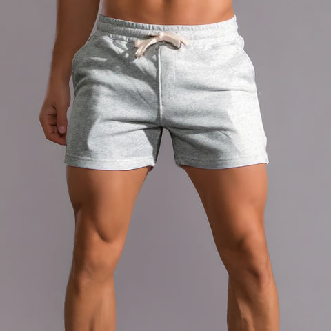 Light Grey Cotton Shorts on Model