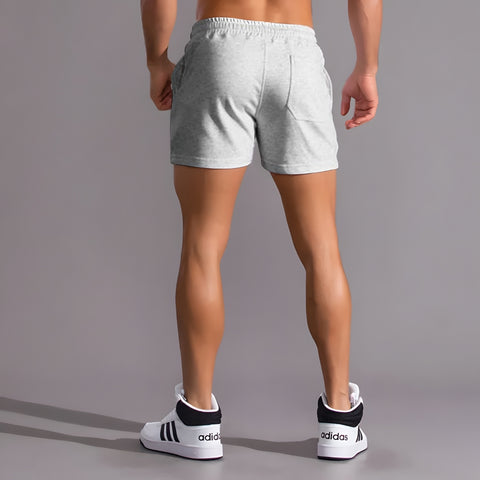 Light Grey Cotton Shorts on Model