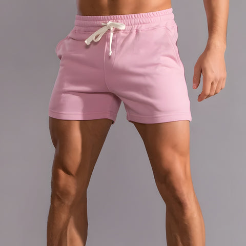 Pink Cotton Shorts on Model