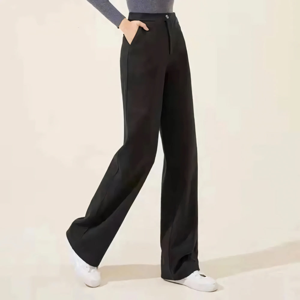 black stylish trouser on model close up view