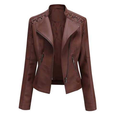 Brown leather Jacket close up view