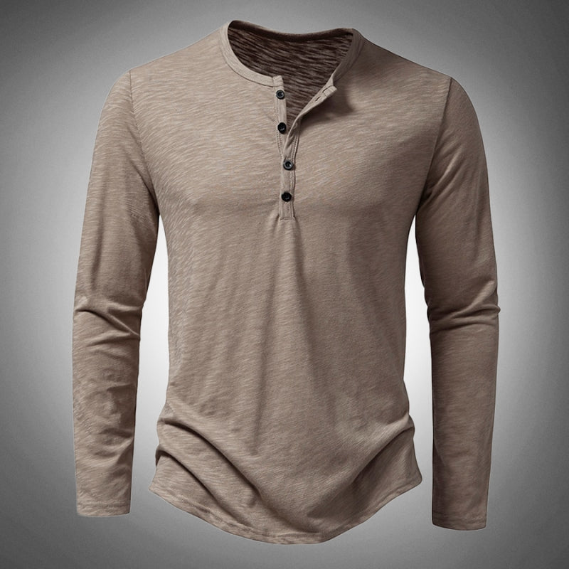 beige plain long sleeve shirt on a 3D view