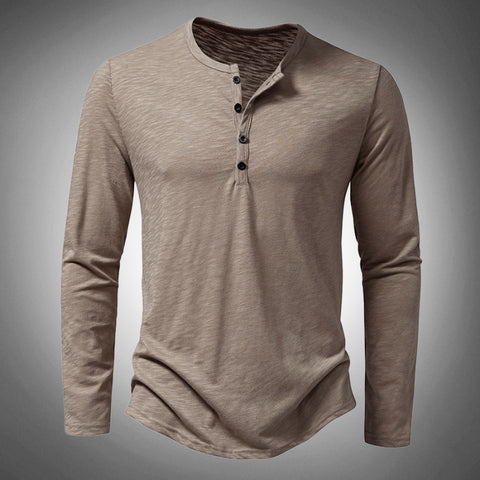 beige plain long sleeve shirt on a 3D view