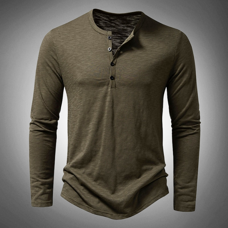 green plain long sleeve shirt on a 3D view